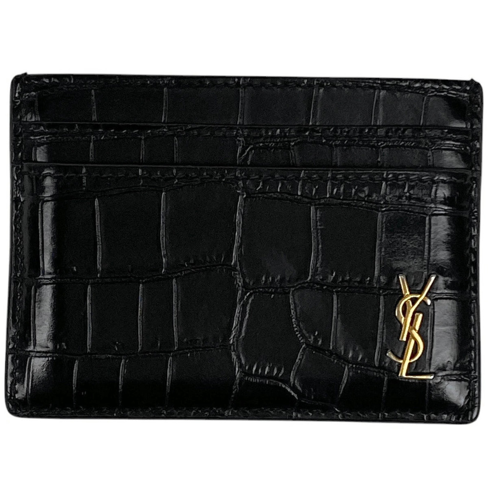 Saint Laurent Yves Cassandra Card Case Wallet Leather Black
